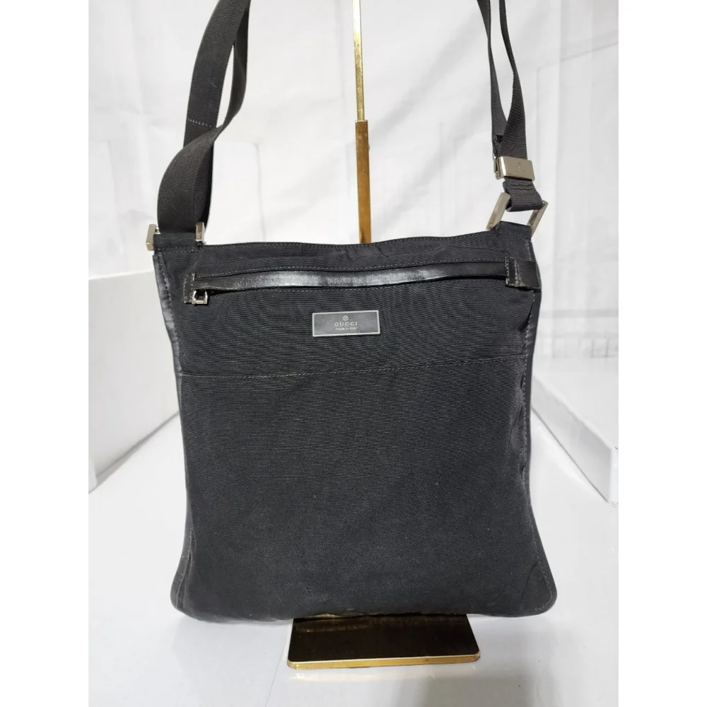 Gucci Black Denim Crossbody/Messenger Bag Black